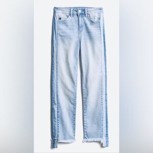 Womens Kan Can Selena Side Stripe Fray Hem Straight Cropped Jeans Size 30